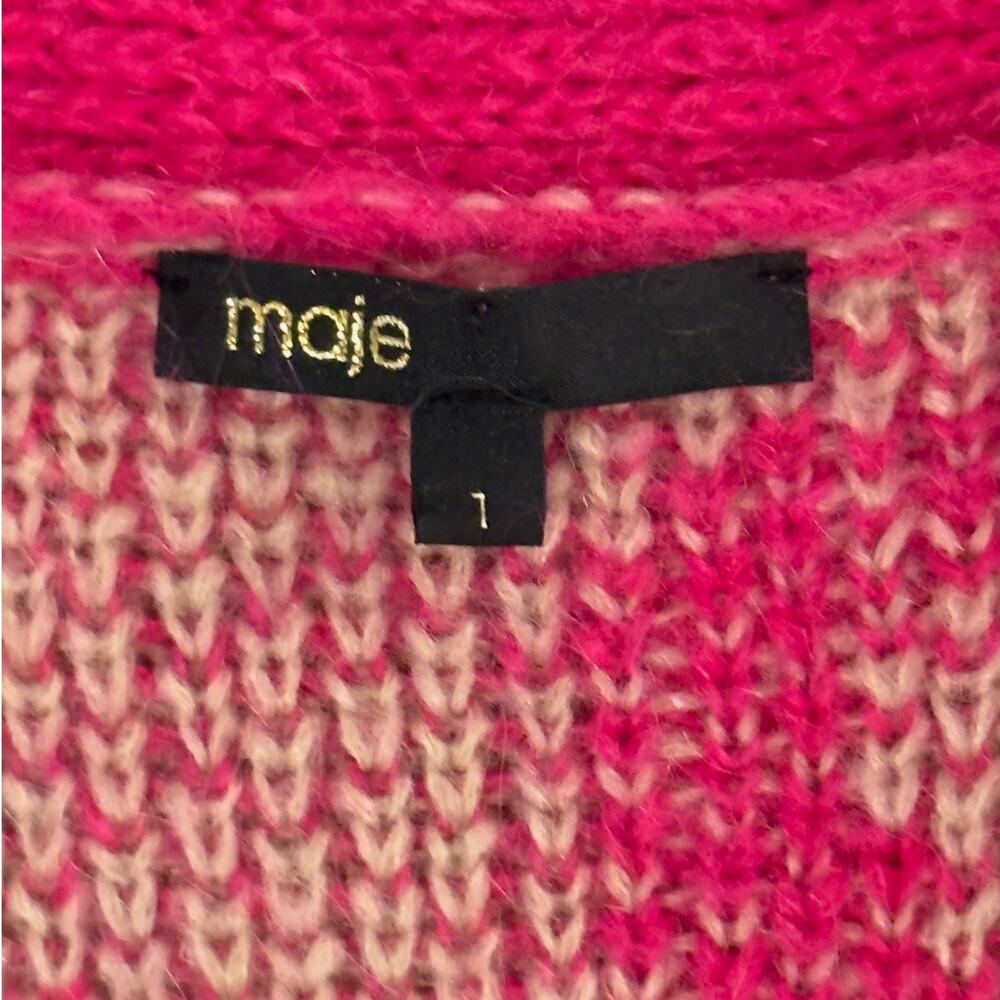 Maje Mylama Graphic-Pattern Knitted Cardigan Pink Womens Size 1 (Small) - Picture 9 of 11